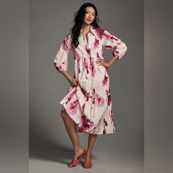 Anthropologie The Bettina Tiered Shirt Dress - Picture 2 of 13